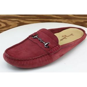 Massimo Matteo Sz 6.5 M Burgundy‎ Driving Slipper Leather Women Slippers